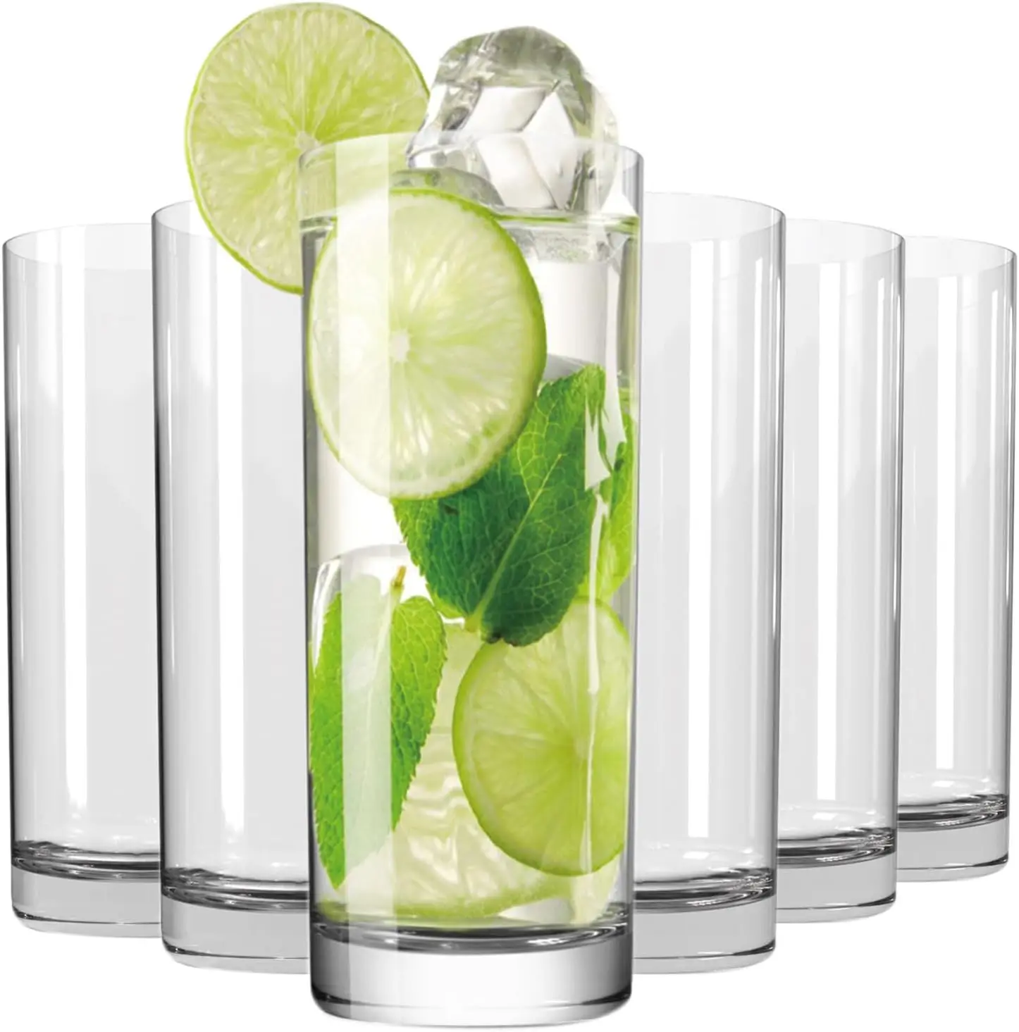 

Набор из 6 хрустальных прозрачных стаканов для хайбола, высокие стаканы объемом 16 унций для воды, сока, коктейлей и использования в барах