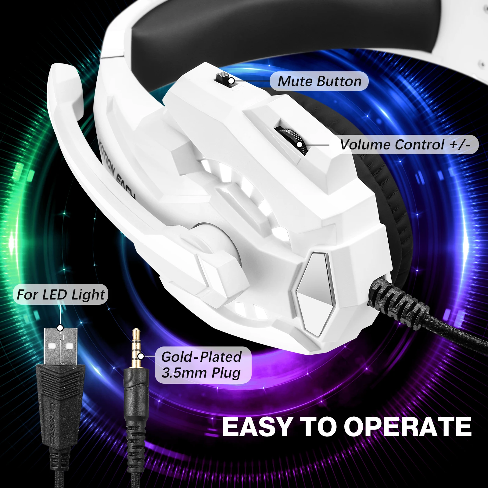 

G9000 Pro Wired Gaming Headset with Noise Cancelling Mic Led Light Stereo Sound for Ps4 Pc Xbox One Switch Ps5 Controller