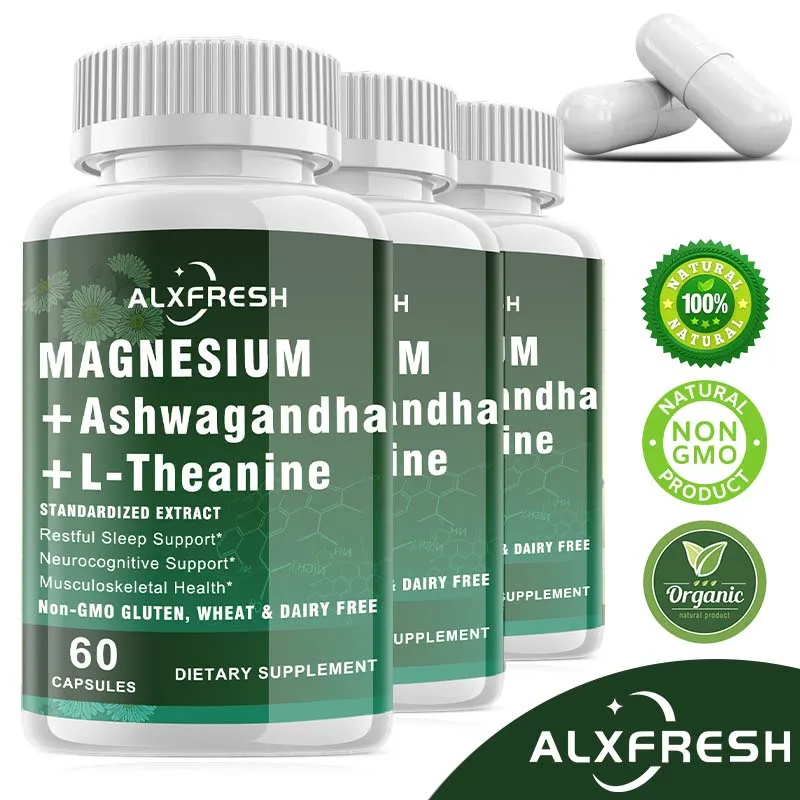 

Магний с капсулами Ashwagandha для снятия стресса, тревоги, способствующего релаксации, улучшения качества сна, повышения выносливости энергии