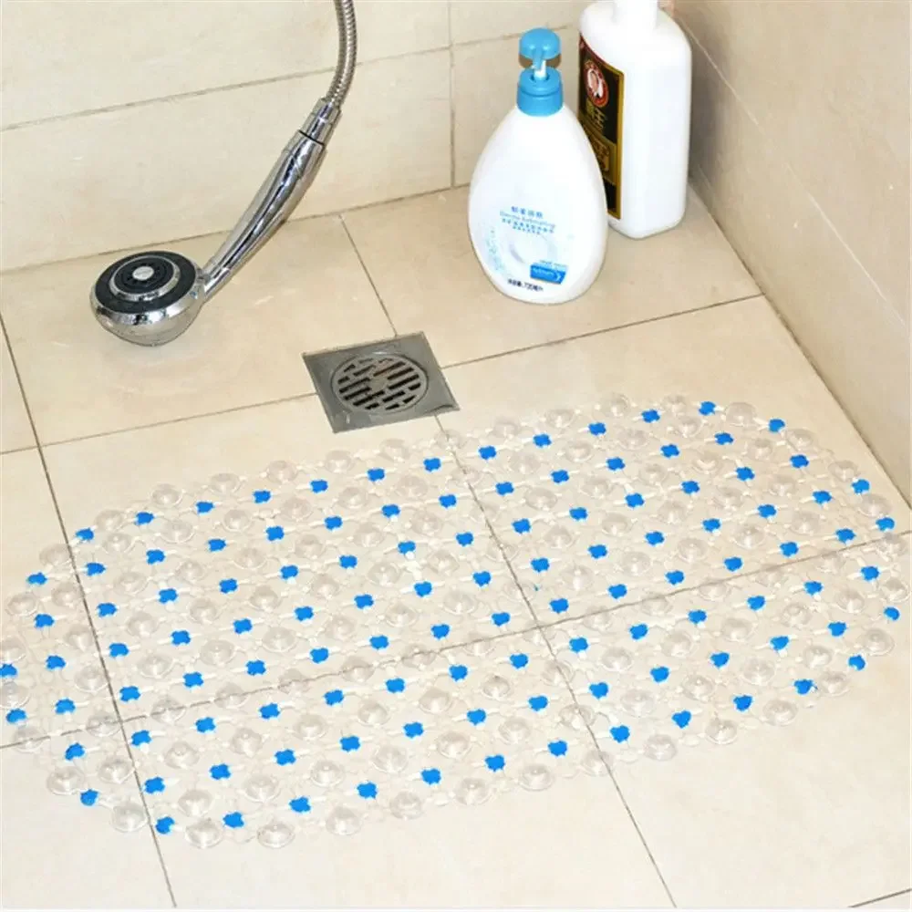 PVC Rectangle Anti-skid Bath Mats Soft Shower Bathroom Massage Mat Suction Cup Non-slip Bathtub Carpet Large Size Bathroom Mat