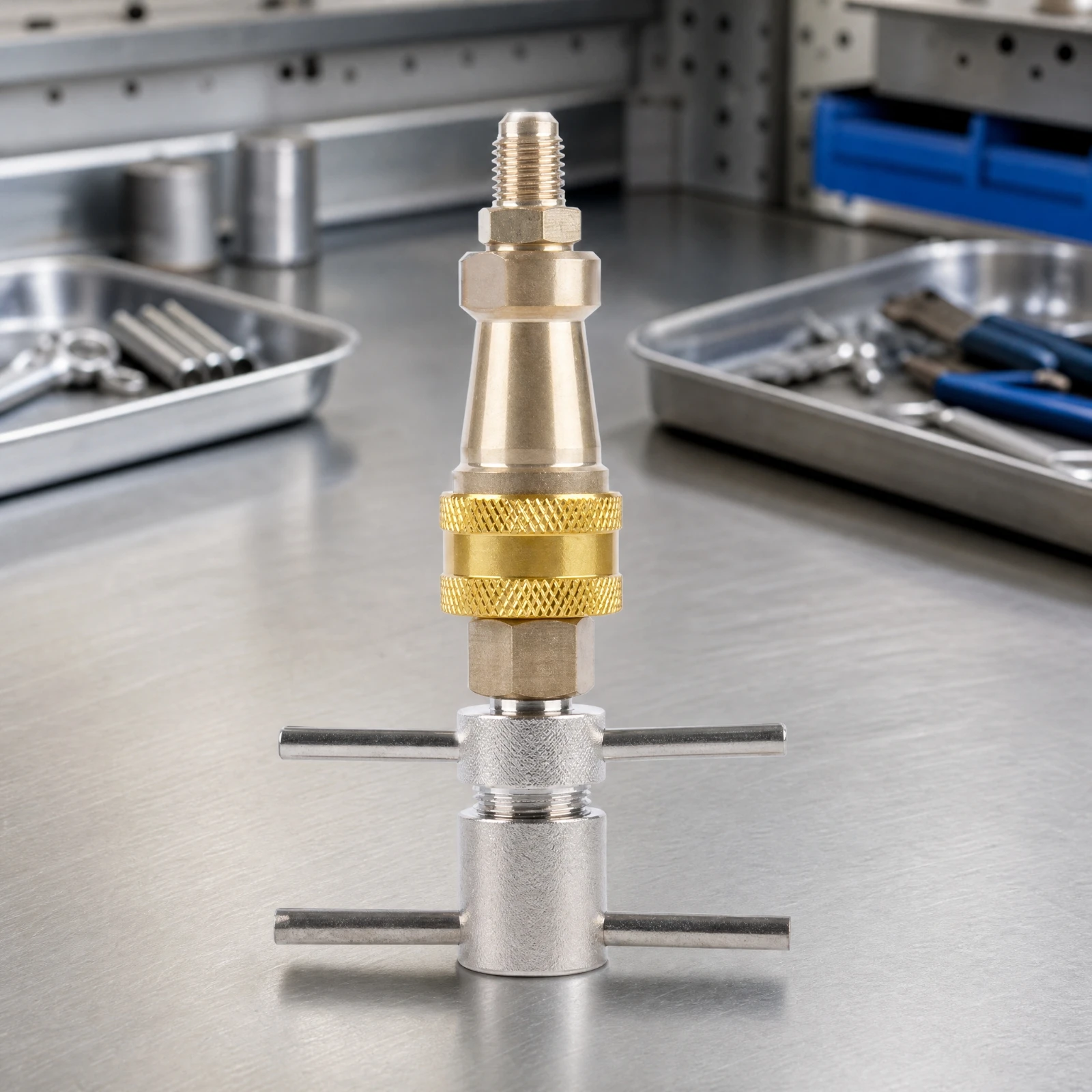 Brass Quick-Connect Fitting Pressure Resistant Brass Refrigerant Adapter Fittings Practical for Refrigeration Repair Technicians