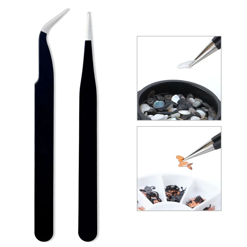 Nail tools Nail Tweezers Set Drill Take Stick Nail Stainless Steel Elbow Straight Head Tweezers