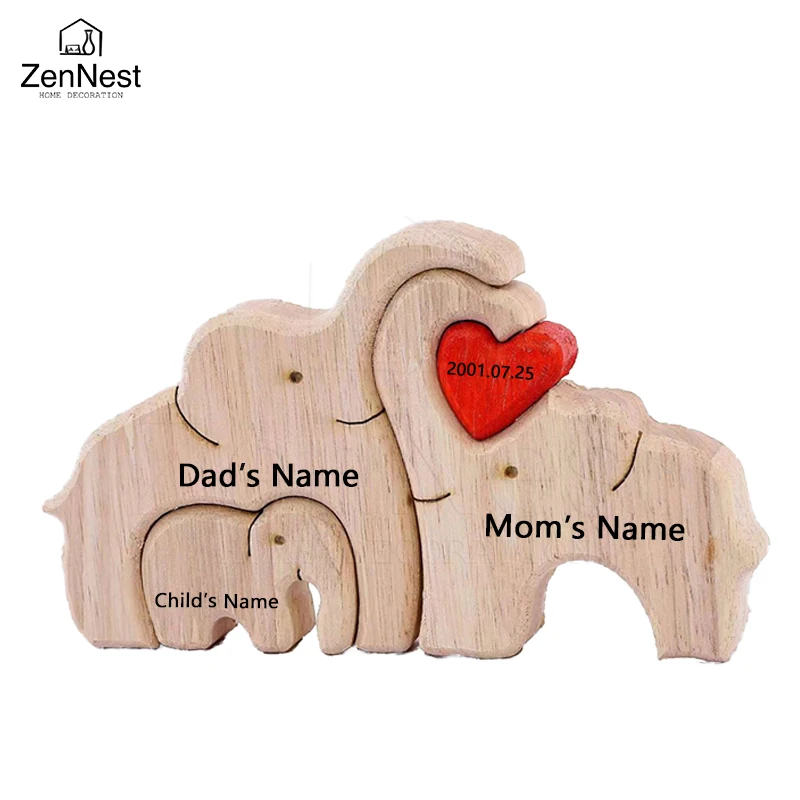 Elefant Home Custom Name Puzzle Ornament DIY Holz Elefant Puzzle Home Decor Kostenloses individuelles Geburtstagsgeschenk Thanksgiving-Geschenk – Detail 9