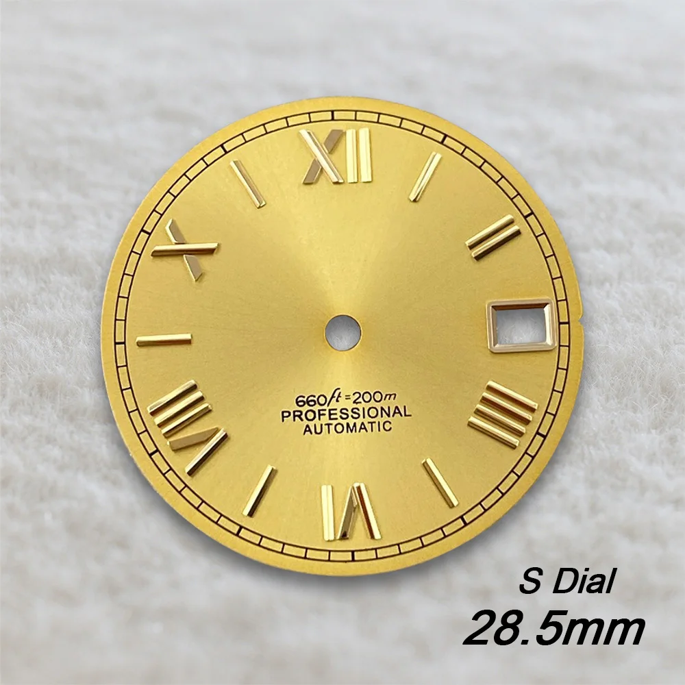 S Logo 28.5mm Rome Sunburst Dial Watch Modification Accessories Sunray Dial Fit for NH35 4R 7S Movements