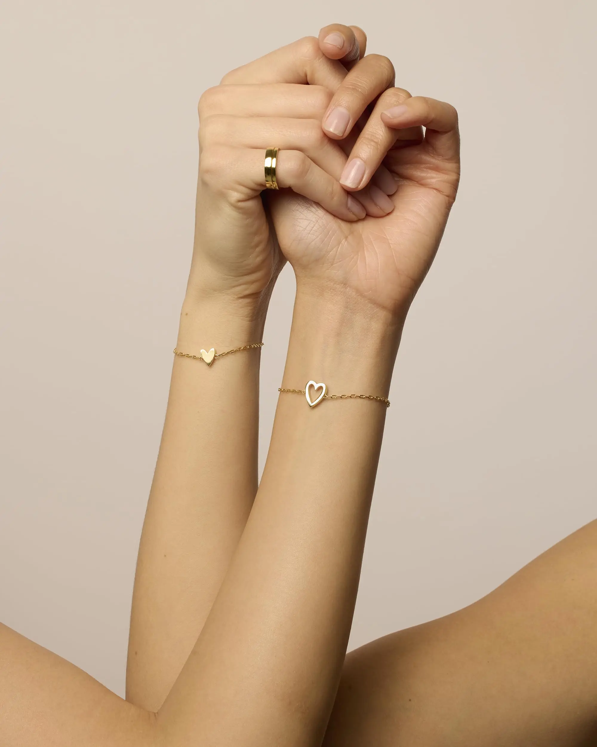 Couple Heart Pendant Single Stone Bracelet Set | Adjustable Valentine's Day Love Friendship Double Hand Chain Combination Set
