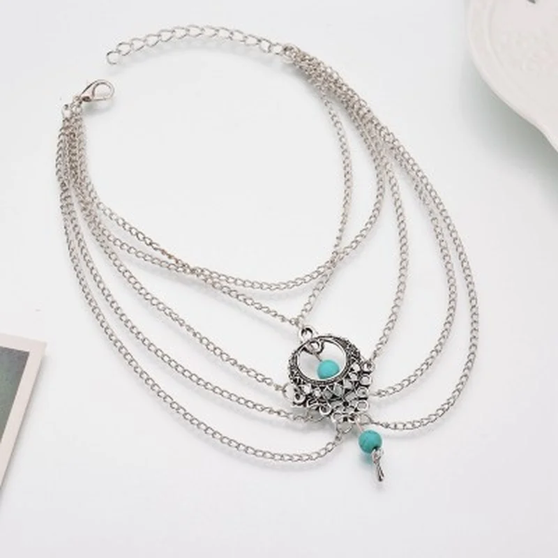 Vintage Silver Color Ankle Bracelet Foot Jewelry Barefoot Sandals Anklet for Women