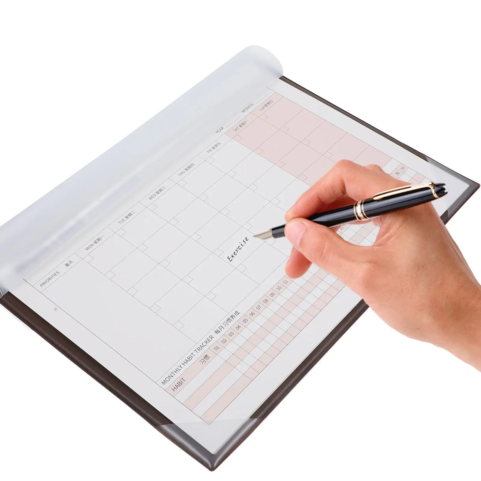 

Blank Calendar Monthly Planner Notepad PVC Kraft Paper Daily Schedule Planner for Office Students Teachers Recording Notes