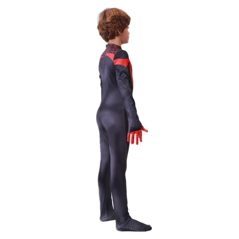 Kids Superhero Costume Stretchable Mesh Bodysuit Boys Girls Role Play Party Wear Halloween Mask Cosplay Performance Outfit view 5
