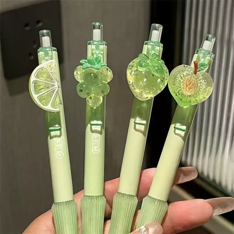 4pcs Ice Grapefruit Gel Pen with Cute Pendant 0.5mm Fast-Drying Black Ink Press Pen for kawai Office School Writing Supplies