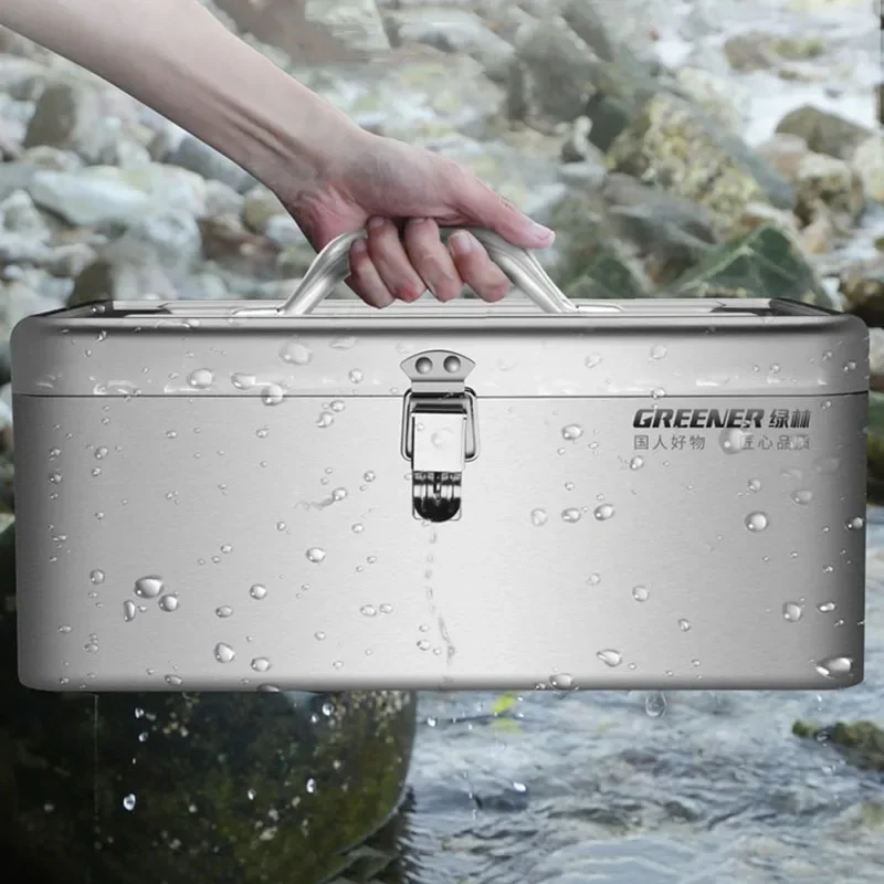 Stainless Steel Toolbox Storage Box Thickened Large Sizecar Mounted Household Multifunctional Portable Suitcase Tools Waterproof