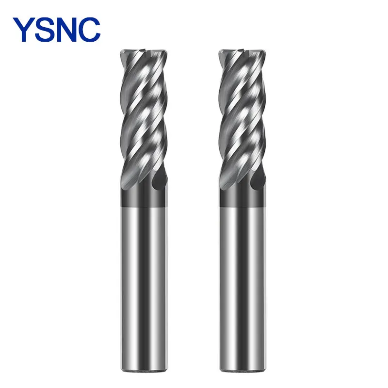 HRC62 Corner Radius End Mill CNC R Bull Nose Milling Cutter Metal Router Tungsten Carbide Steel Tool R0.5 R1 4Flutes