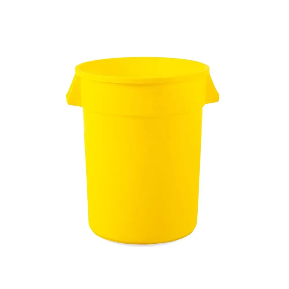

Yellow Round Commercial Trash Can for Recycling, Kitchen Garbage, Outdoor Waste Bin