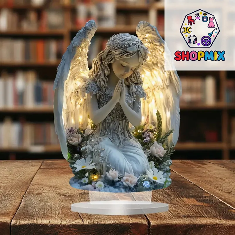 Radiant Praying Angel Statue - A Calming And Warm Desktop Decoration, The Perfect Gift For Your Home, Office Or Cafe Decor