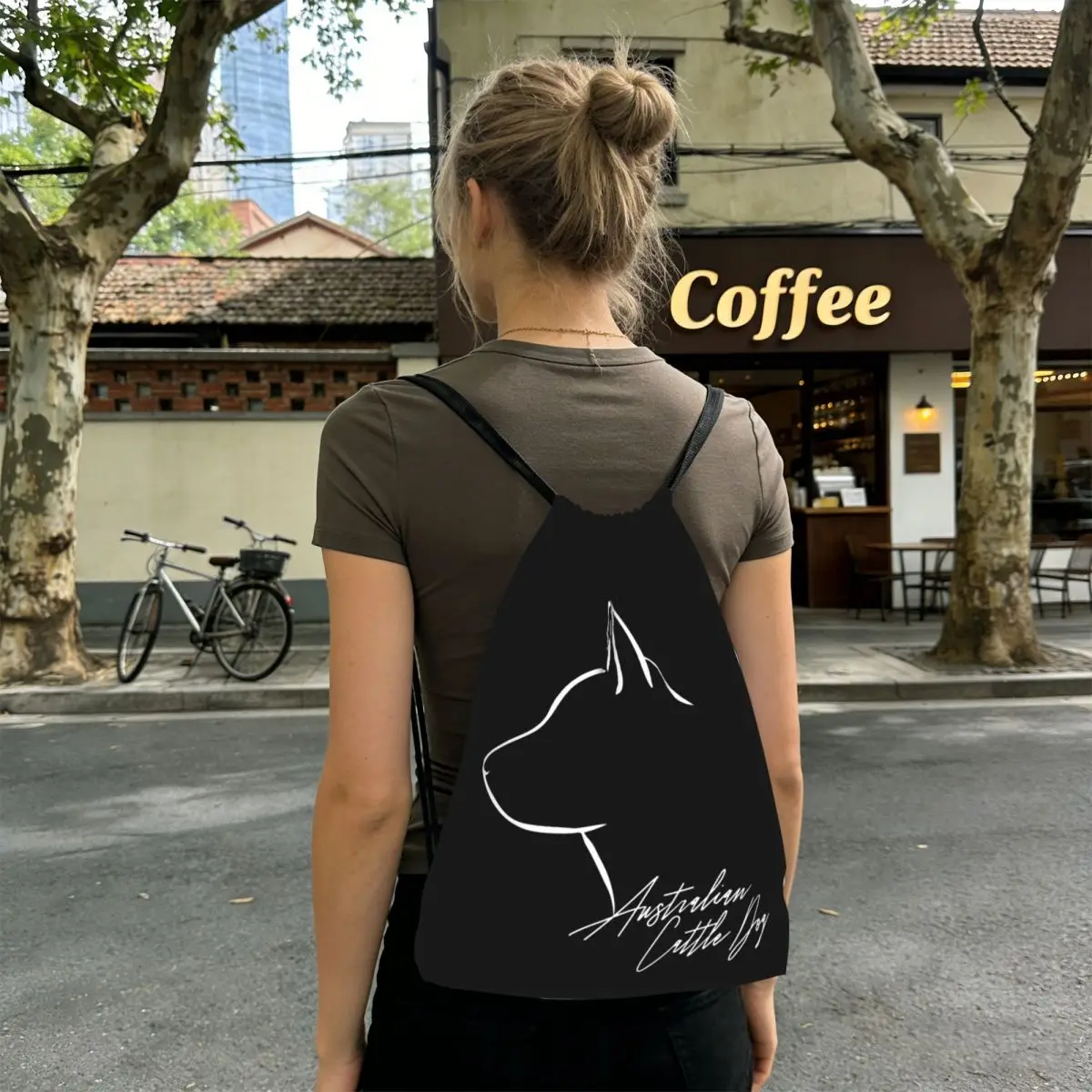 Australian Cattle Dog Dog Mom Profile Backpacks Multi-function Drawstring Bags Shoes Bag Book Bags for Man Woman Students