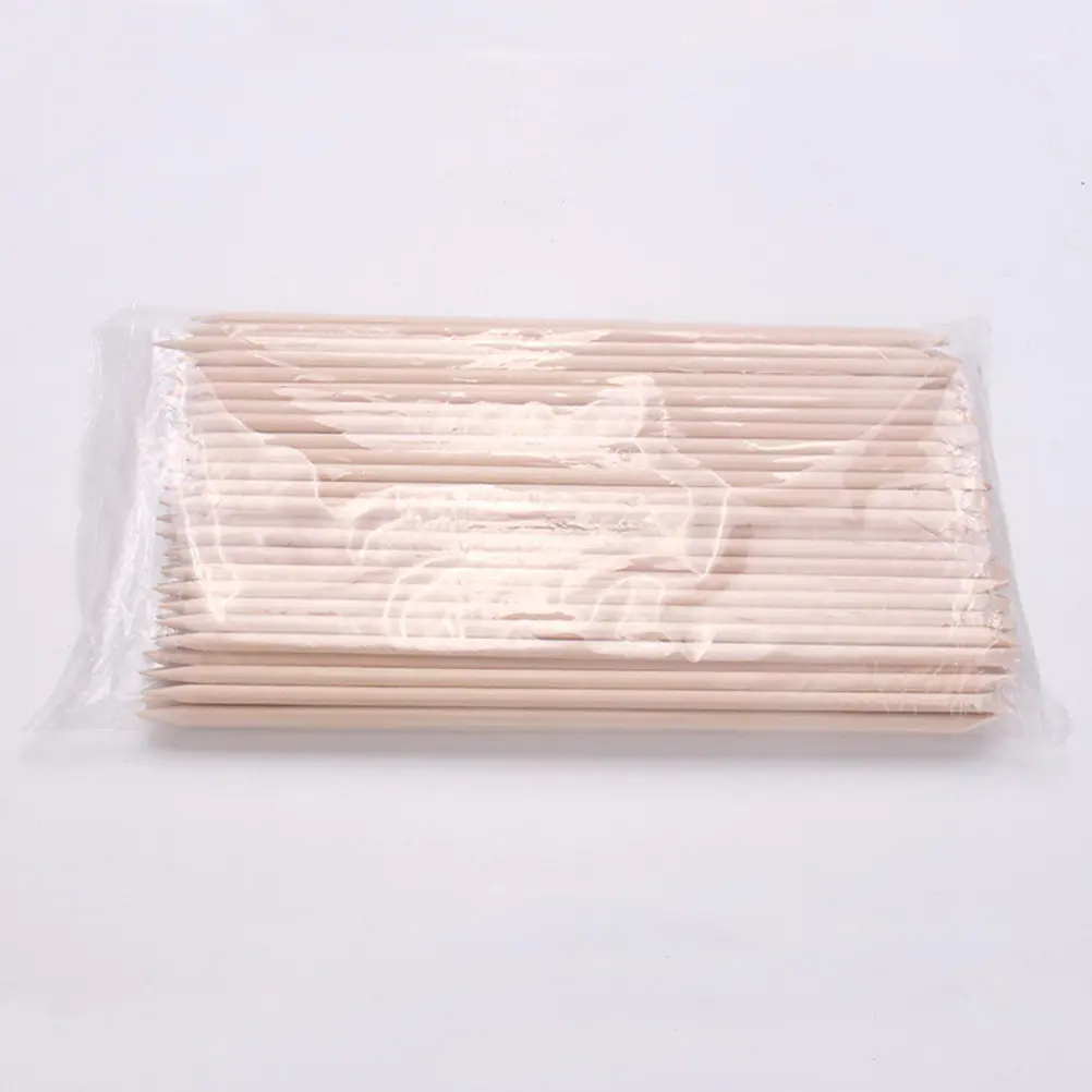 200pcs Natural Wood Nail Sticks Double-Ended Cuticle Pusher & Dead Skin Remover for Manicure Pedicure 17.8cm