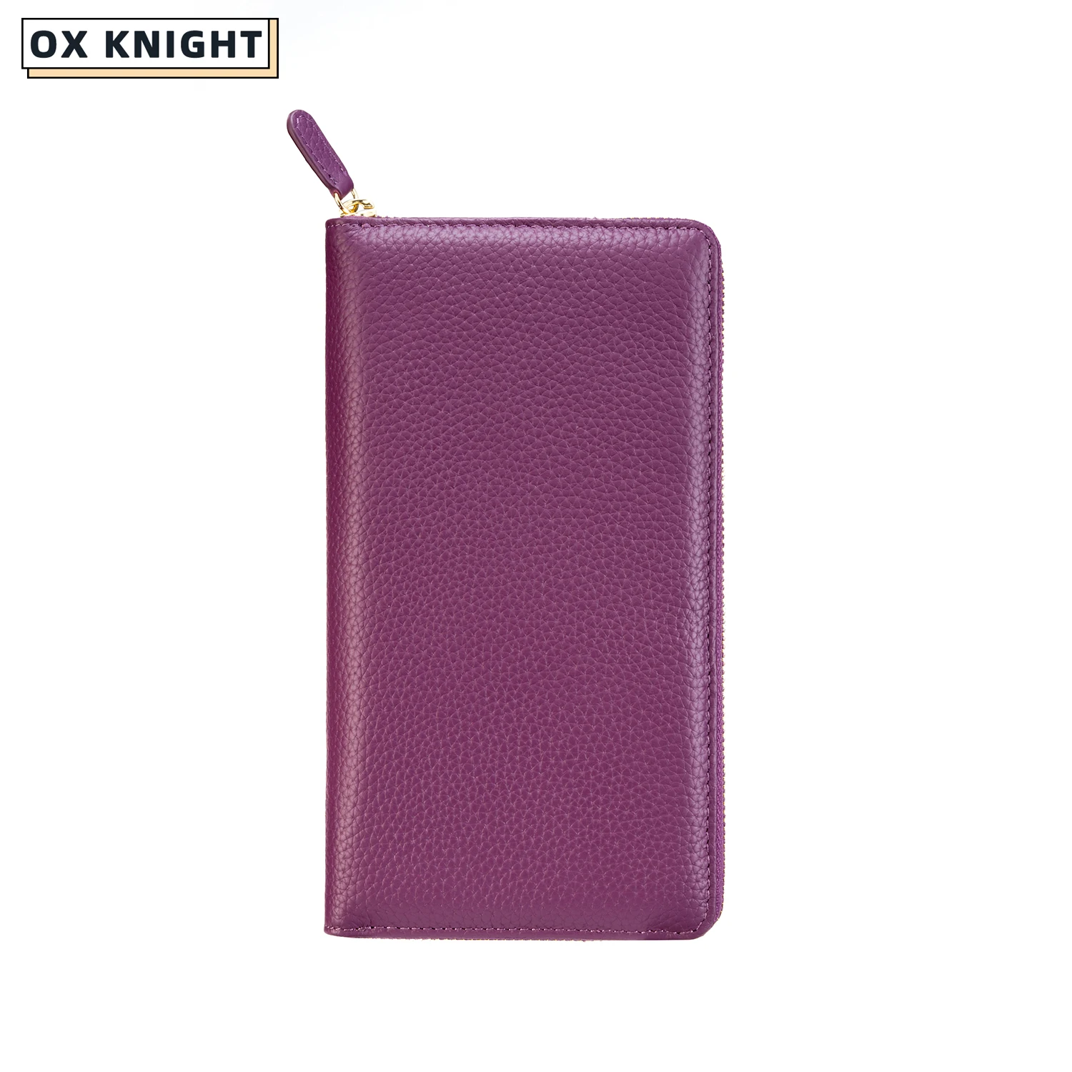 

OX KNIGHT Leather Zippered Weeks Cover Notebook Multifunction Coin Purse Pebbled Grain Zipper Clutches Purse Organizer Planner