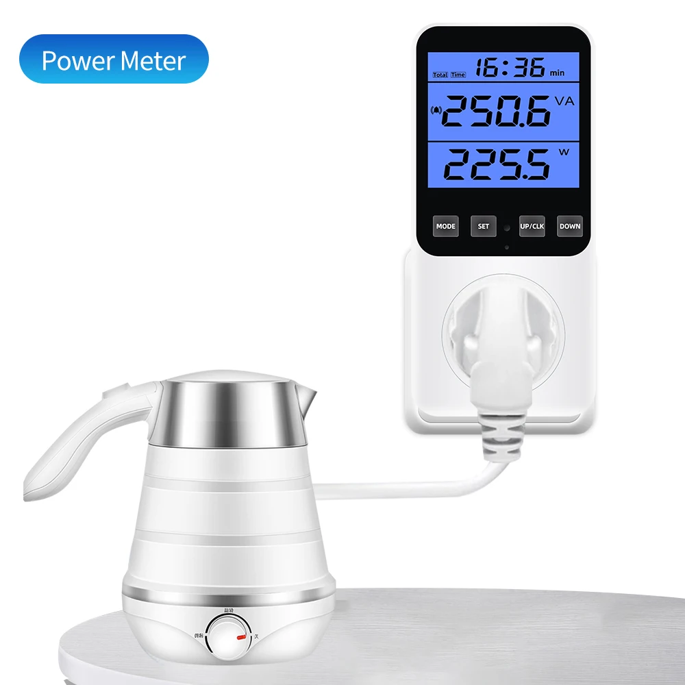Imagem -04 - Digital Wattmeter Medidor de Consumo Elétrico Voltímetro de Potência Testador de Energia Analisador de Soquete eu us fr br ac 230v