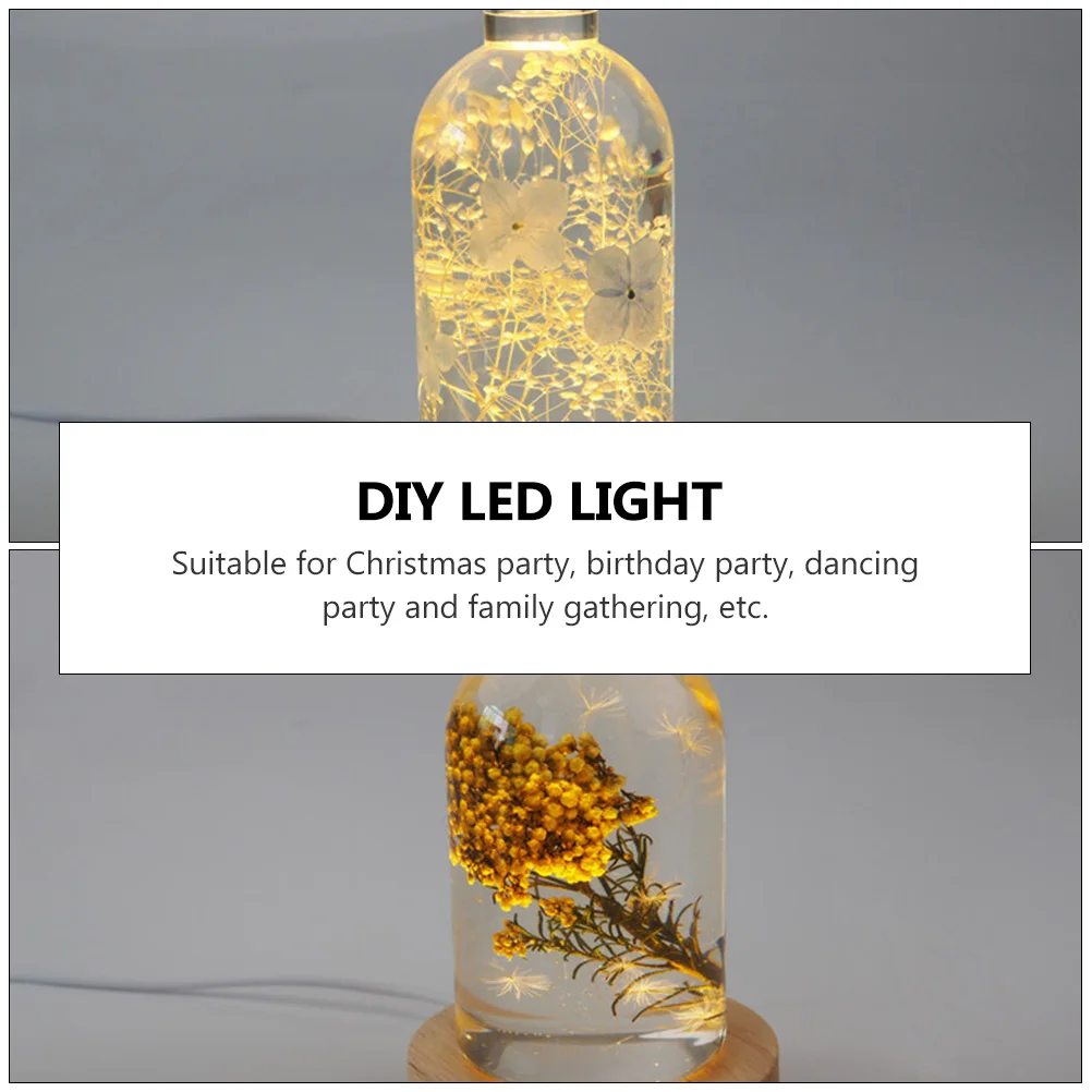 

1 set Creative Bottle Night Light DIY LED Lamp Set Wooden Base Silica Gel Bottle Ornament Home Wedding Party Gift Desktop