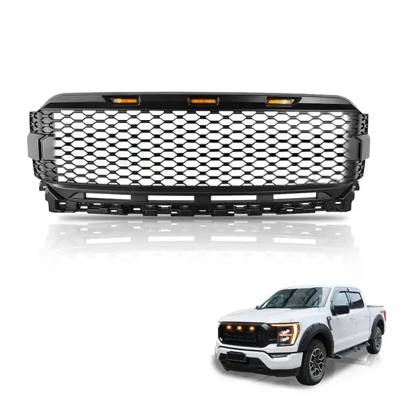 

Gobison 4x4 Accessories 2021 Pickup Truck Raptor Body Kit Parts Matte Black Front Car Grill For Ford F150 Car Grill