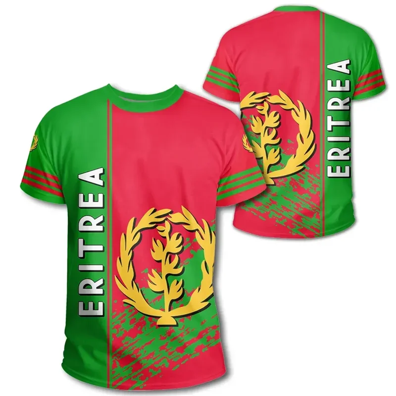 African Eritrea Pattern T-shirt Fashion 3D Printed Coat Of Arms T Shirts Men Casual Crew Neck Tees Sports Loose Short Sleeves