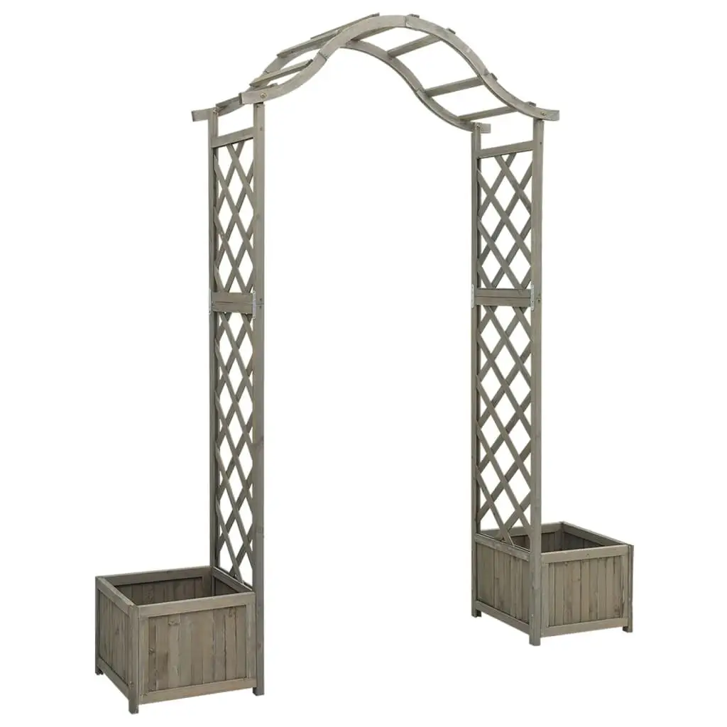 

Gray Solid Firwood Garden Pergola with Integrated Planter Box - Stylish Outdoor Decor