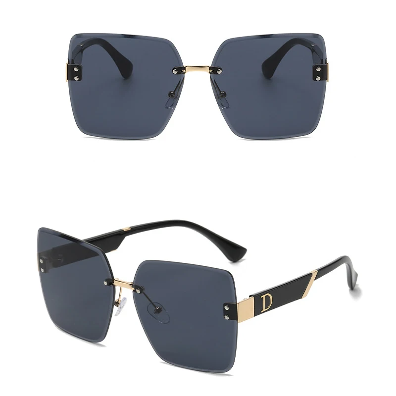 

New Fashion Luxury Brand Rimless Women Sunglasses For Men Vintage Designer Square Frame Sun Glasses Female Shades Eyewear UV400