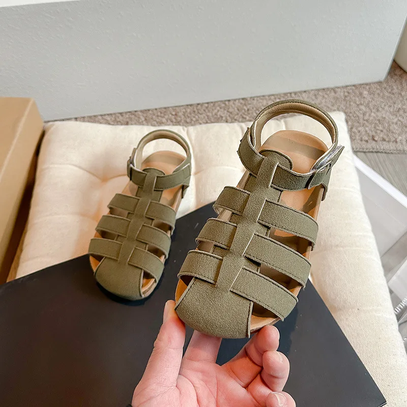 

Vintage Children Shoes Summer Style Kids Sandals Girls Rome Style Closed Toe Shoes Kids Flat Sandals