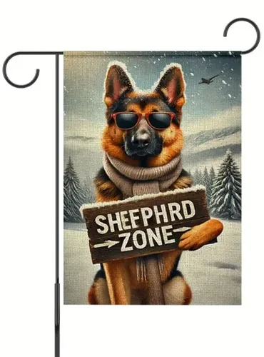 German Sheppard  Winter Garden Flag- 12”x18” YYZ