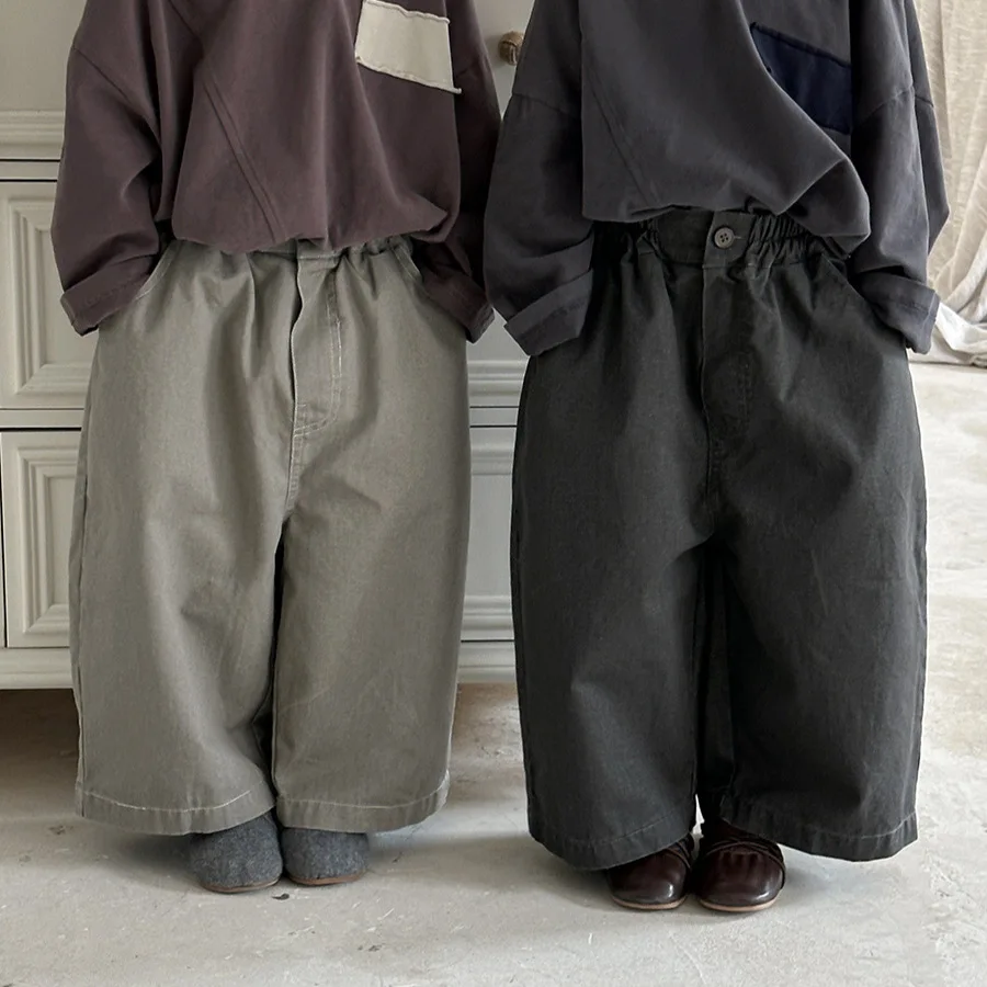 

Autumn 2025 New Kids Vintage Leg Pants Unisex Child Boys Girls Trousers for 1 To 8 Years Toddler Fashion Clothes