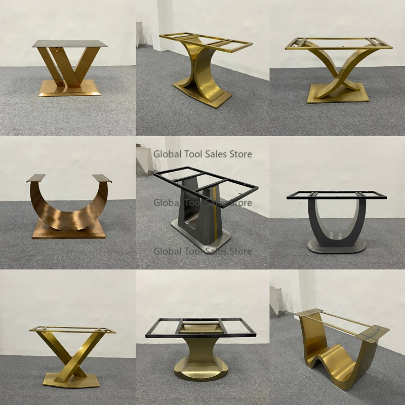 Marble Dining Table Legs Light Rock Plate Bracket Stainless Steel Base for Rectangular Tables Furniture
