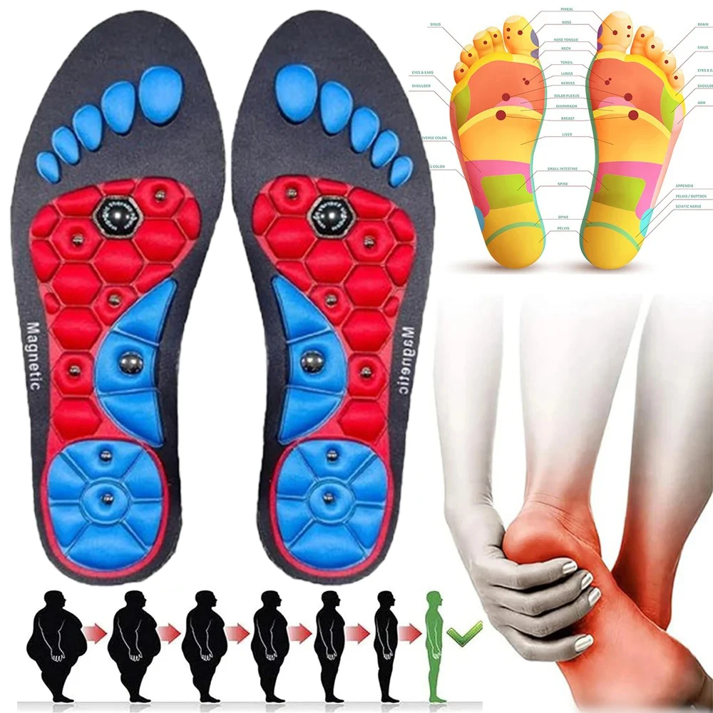 Plantillas de masaje magnético para terapia de acupresión de pies, reflexología, relajación, masajeador de salud, soporte para arco, suelas para zapatos para bajar de peso