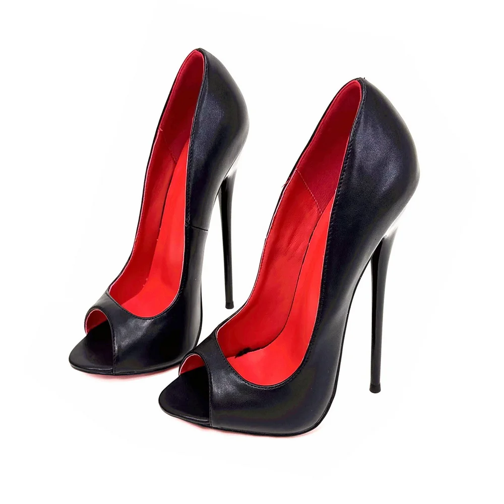 

Туфли-лодочки на высоком каблуке 16 см, женские, из матовой кожи, для весенних вечеринок, с острым носком, без застежек, размер 46, коричневые, красные, индивидуальные цвета