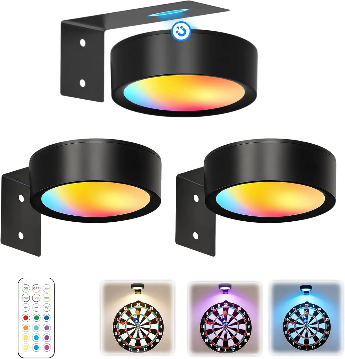 LED Wall Picture Lights 13-Color RGB Dimmable Painting Art Display Lights Magnetic Ambient Decor Spotlight ( Battery Powered )