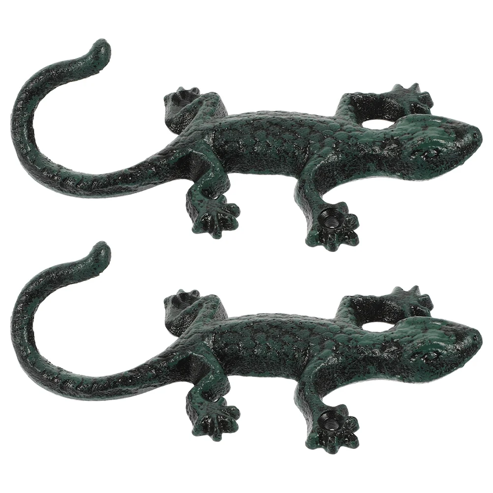 

2 Pcs Hook up Decorative Garage Hooks Hangers Heavy Duty Animal for Wall Clothes Rack Towel Rustic Iron Lizard