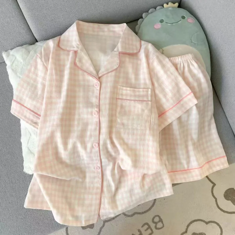 2Piece Suit2026Simple cloud-style cotton coat for womeninsSummer short-sleeved shorts set for students to wear outside, dormitor