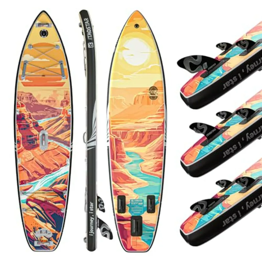 

SUP for stability on water, PVC material, blue color, extra-wide 11'6 x 35 design with premium inflatable construction and full