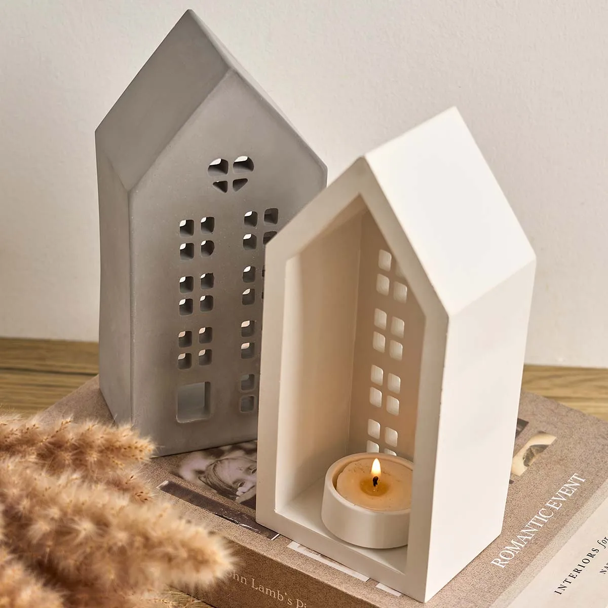 Haus Design Kerzenhalter Silikonform DIY Häuser Teelicht Kerzenständer Handwerk Herstellung Gips Harz Gussformen Home Decor
