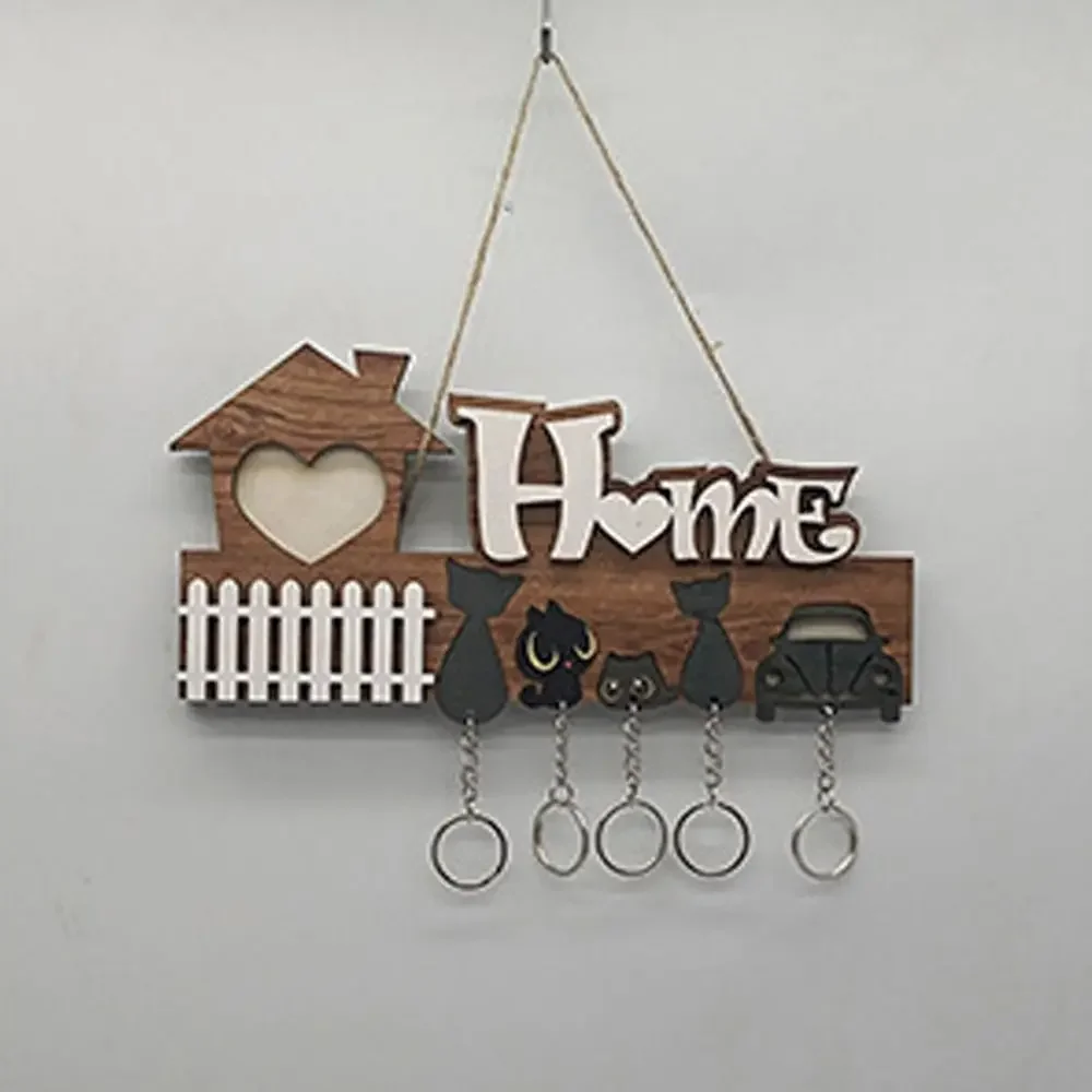 

Home Decoration Wooden Decoration Key Holder Detachable Creative Wall Keychain Modern Wall Mounted Hanging Storage Rack Kitchen