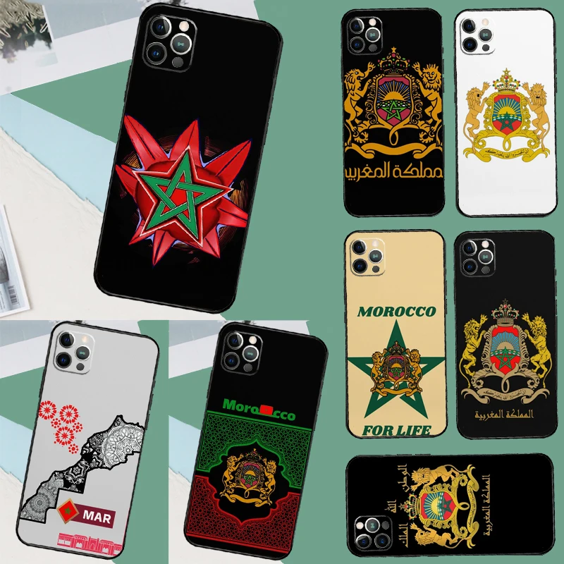 Morocco Maroc Moroccan Flag Funda Case For iPhone 11 12 13 14 15 Pro Max Plus Mini X XR XS Max SE 2020 2022 7 8 Cover