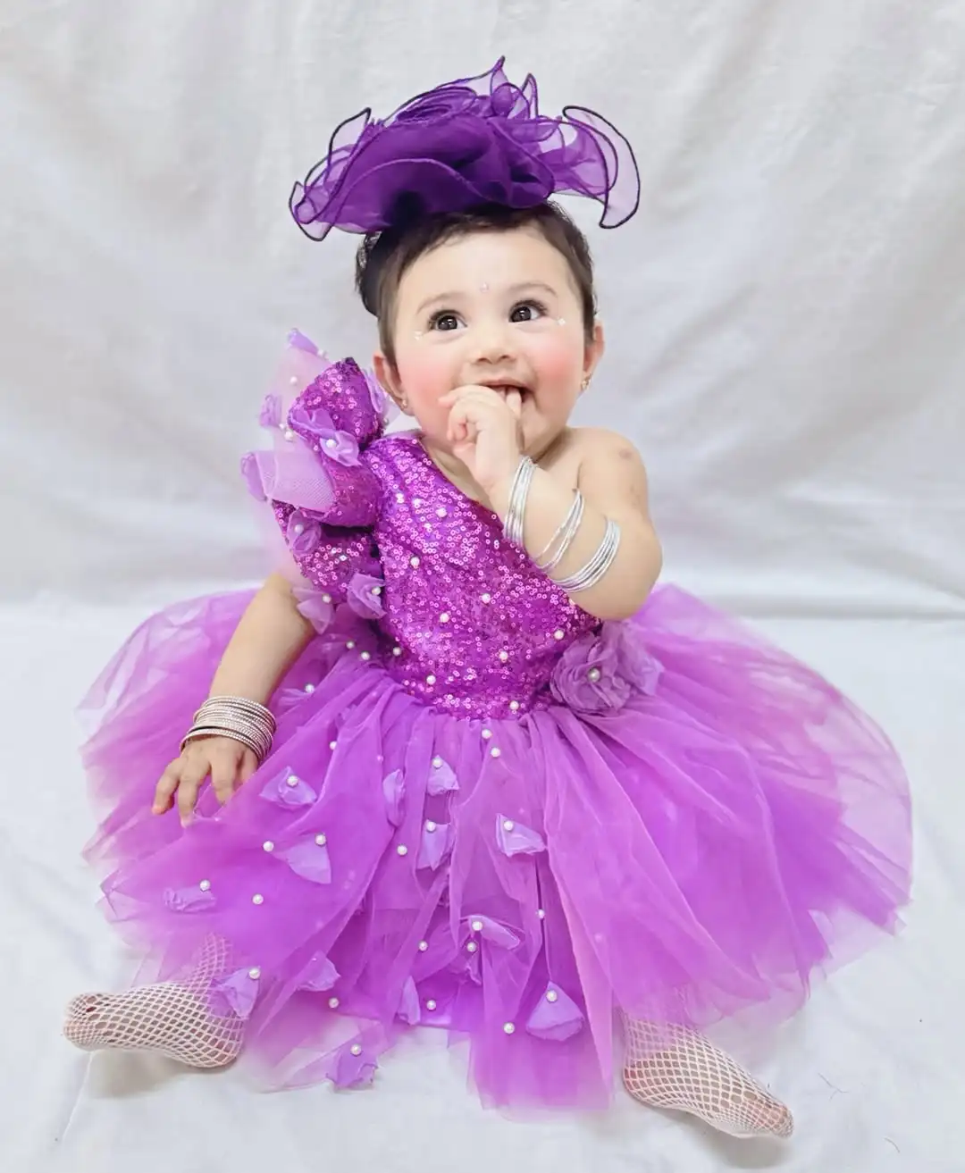 

Lovely Purple Custom Flower Girl Dress for Wedding One Shoulder Knee Lenght Kids Birthday Party Gowns First Communion Gowns