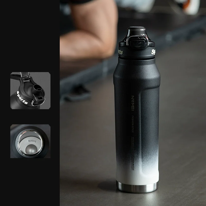 1000ML Thermos Bottle Stainless Steel Iced And Heat Insulated Cups Hiking Cycling Fitness Vacuum Flasks with Handle