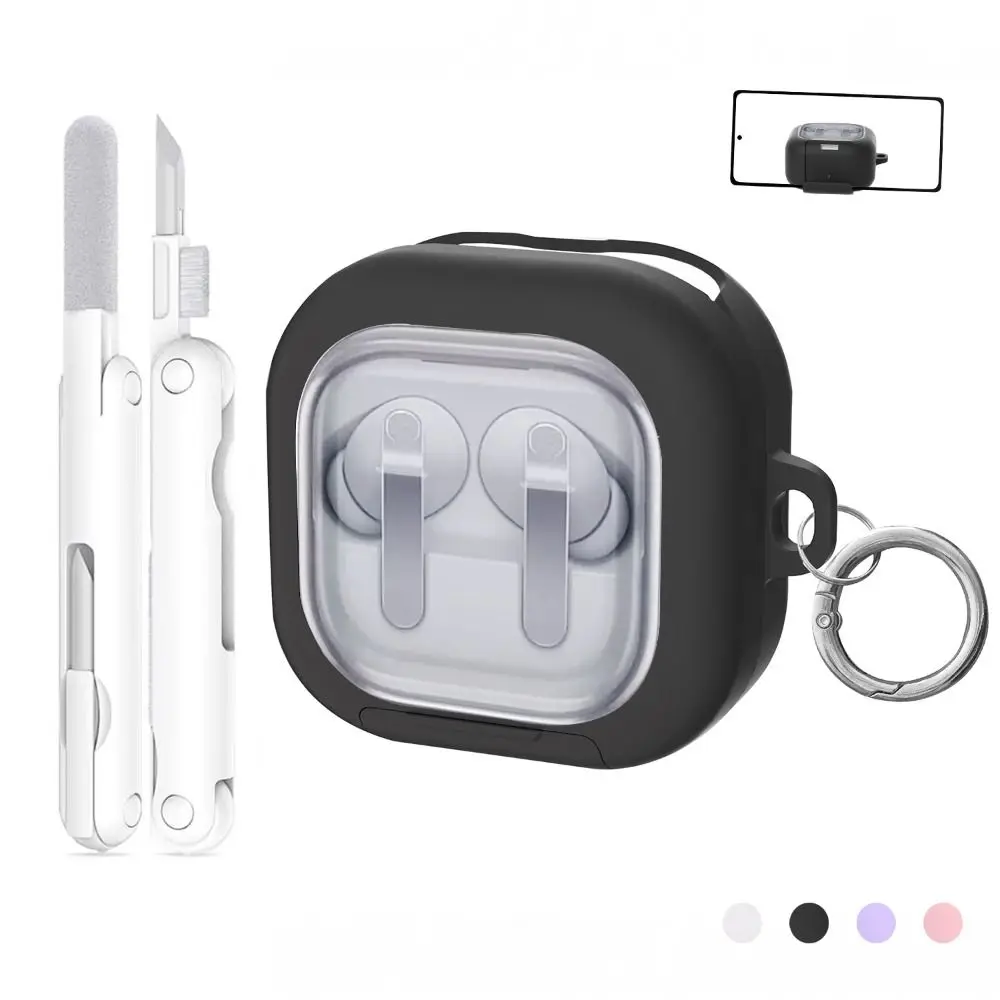 Transparent Earphone Case Silicone Full Cover Shell Protective Case Shockproof with Phone Stand for Samsung Galaxy Buds4/4pro