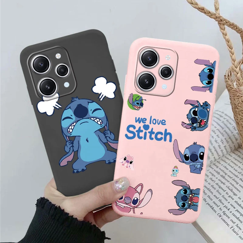 Angel Stitch Lilo Fundas For Redmi 12 4G Cover Soft Silicone Cartoon Happy Funny Cute Painted Coque For Redmi12 Fundas Bumper