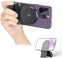 Magnetic Phone Camera Grip Handle Selfie Photo Bracket with Wireless Shutter Remote with 1/4” Tripod Screw for iPhone 15 Android