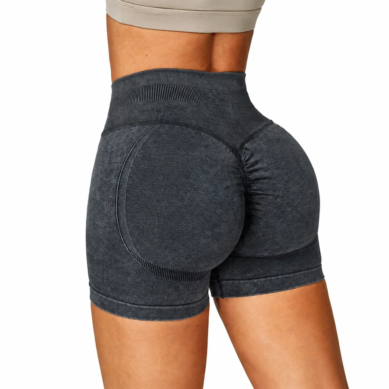 Women's Seamless High Waist Gym Shorts, Ribbed Tummy Control Yoga Biker Shorts, Scrunch Butt Lifting Workout Pants