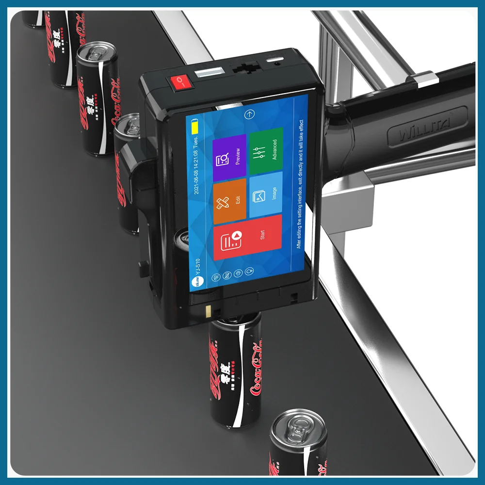 Impressora jato de tinta portátil de 25.4mm, pistola para data de expiração, número do lote, código qr, logotipo, garrafa de plástico, máquina de
