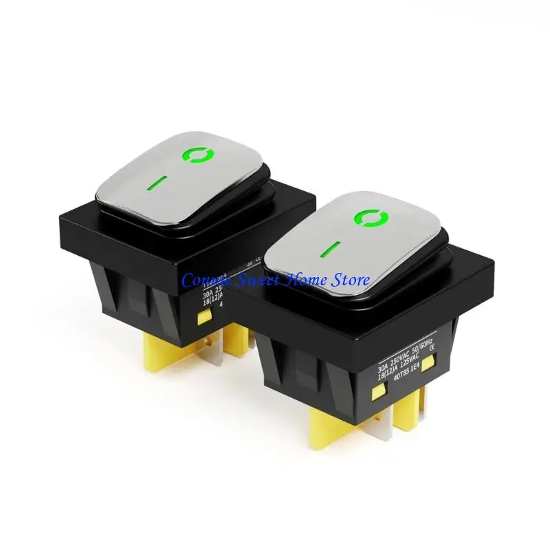 

LXAF 4 Pin 2 Position Rocker Toggle Switches Waterproof 30A LED Light Boats Marine Toggle Switches for Car Boats Breadboards