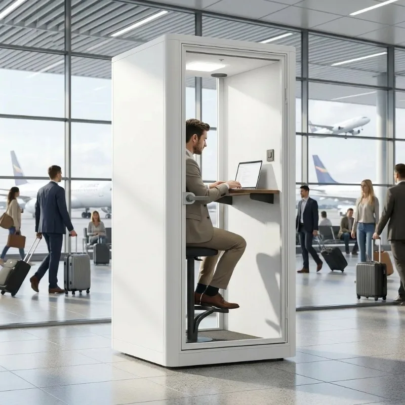 Modern Soundproof Office Phone Booth Privacy Acoustic Pod for 1 Person Silent Room Indoor Calling Booth
