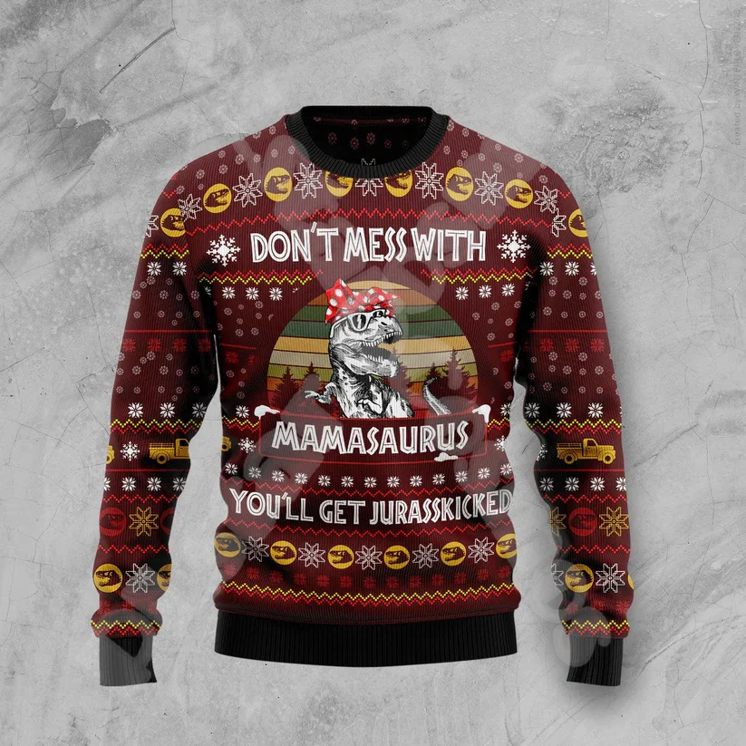 Halloween Christmas Santa Claus Graffiti Vintage Retro Winter Ugly Sweater 3DPrint Harajuku Pullover Casual Funny Long Sleeves 0