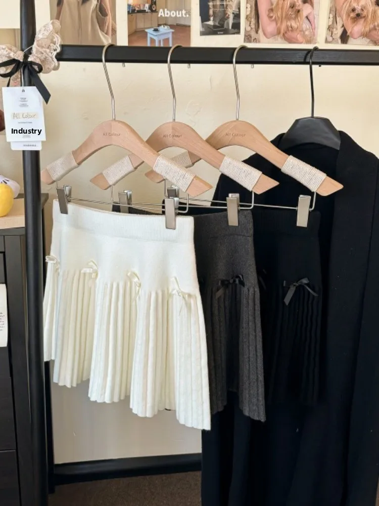 

Женская зимняя вязаная юбка А-силуэта с завышенной талией, в стиле ретро, повседневная, не просвечивающая, для прогулок, с эффектом бабочки